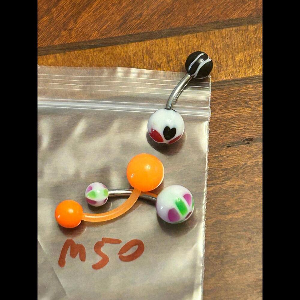 set of 3 belly  ring multicolor lot m50